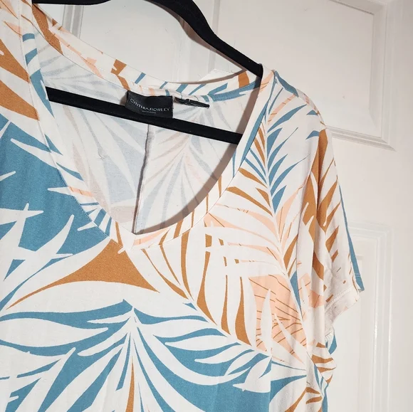 Cynthia Rowley Stretchy Tropical Leaf Print Dress 2X - Picture 2 of 5